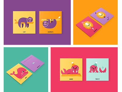 Opposites Matching Game animal animals character childrens book illustration cute design fun game illustration lion opposites sloth walrus whale