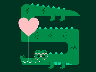 Crocodile Valentine alligator animal balloon crocodile cute fun holiday illustration love valentine valentinesday