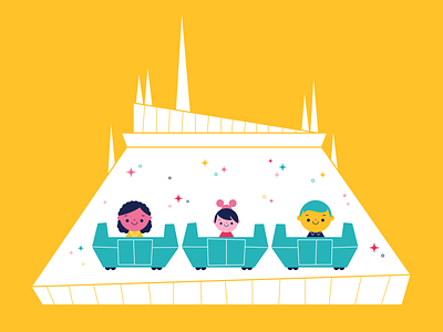 People Mover character colorful disney disney world fun illustration peoplemover retro ride space mountain vector