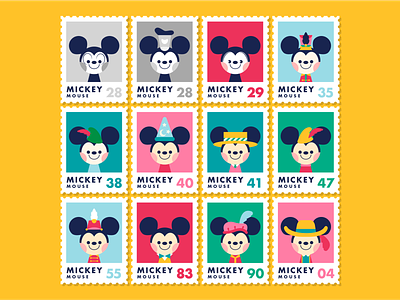Mickey Mail charaters cute disney disney world illustration mickey mickey mouse simple stamp steamboat willy