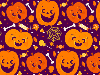 Happy Halloween! candy cute fall fun halloween holiday illustration pattern pumpkins