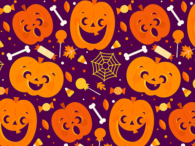 Happy Halloween! candy cute fall fun halloween holiday illustration pattern pumpkins