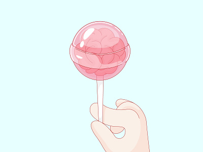Sweet Journey brain creative design drawing funny glossy hand illustration lollipop mind thoughts transparent vector