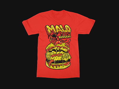 Malo Burgers Merch apparel burger burger logo design draw drawing font illustration illustration design lettering merch merch design tee tees texture tshirt tshirt design typogaphy typography