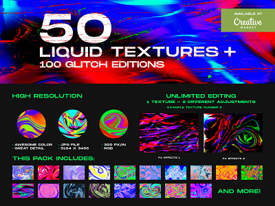 Liquid and Glitch Textures at Creative Market