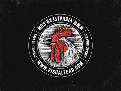 Rooster Visual Fear artist badge badge design character design design digital art draw drawing illustration logo logo design logotype merch rooster rooster logo stickers texture typography web website