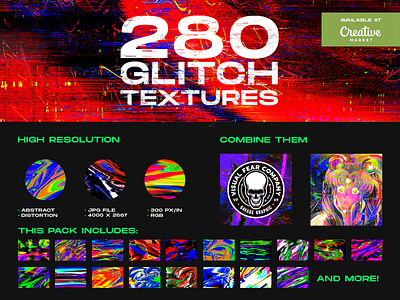 280 Glitch textures available at Creative Market abstract album art app design artwork background bundle creative market cyber cyberpunk design distortion error glitch glitch art glitch effect sci fi social media texture vhs web design