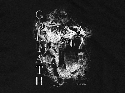 Goliath tiger apparel black clothing design grunge manipulation merch merch design photomanipulation print serif tees texture tiger tshirt tshirt design typography