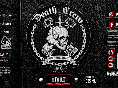 Death Crew label design beer beer art beer branding beer label black bones label design label packaging labels metal metal design music photoshop rock skull texture