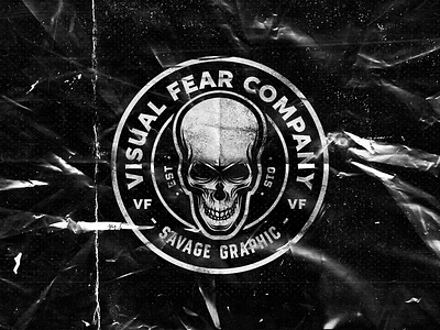 Visual Fear Company artwork badge badge design black design digital art font graphic graphic design illustration logo logotype plastic bag skull texture type typography vector