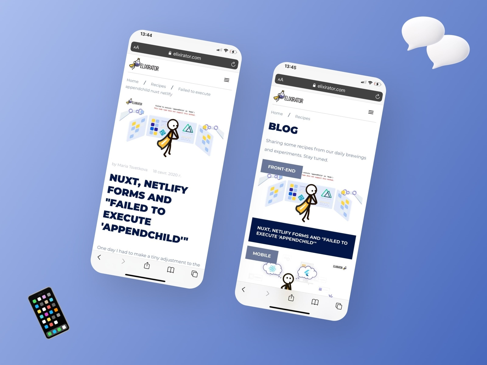 Mobile blog and article pages by Misha Dupliakin for Elixirator on Dribbble