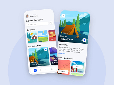 Travel Mobile App app camp design dribbble illustration minimal screen tour travel typography ui ux