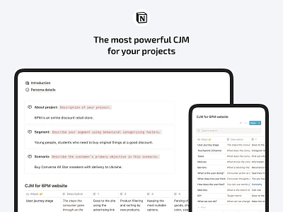 Notion CJM Table Template cjm design desktop minimal mobile notion template typography ui ux