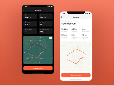 Running App activity app design fitness minimal mobile typography ui ux