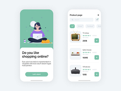 Online Shop app design desktop illustration minimal mobile mobile app typography ui ux vector web