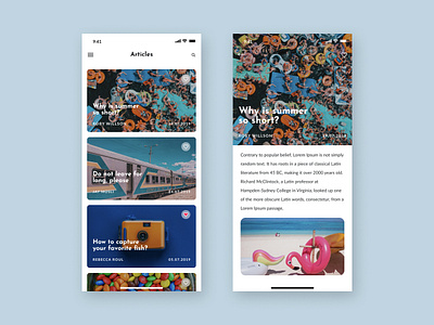 Mobile Articles Design app design illustration minimal mobile typography ui ux vector web design