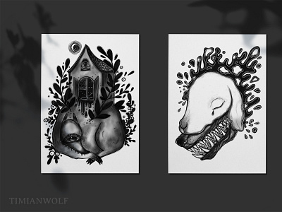 ★ Dark creatures - PNG set of grunge illustrations ★