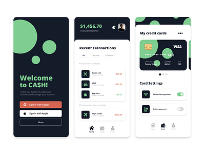 Financial App | CA$H app design branding design designinspiration dribbble flat graphicdesign graphicdesigner minimal ui