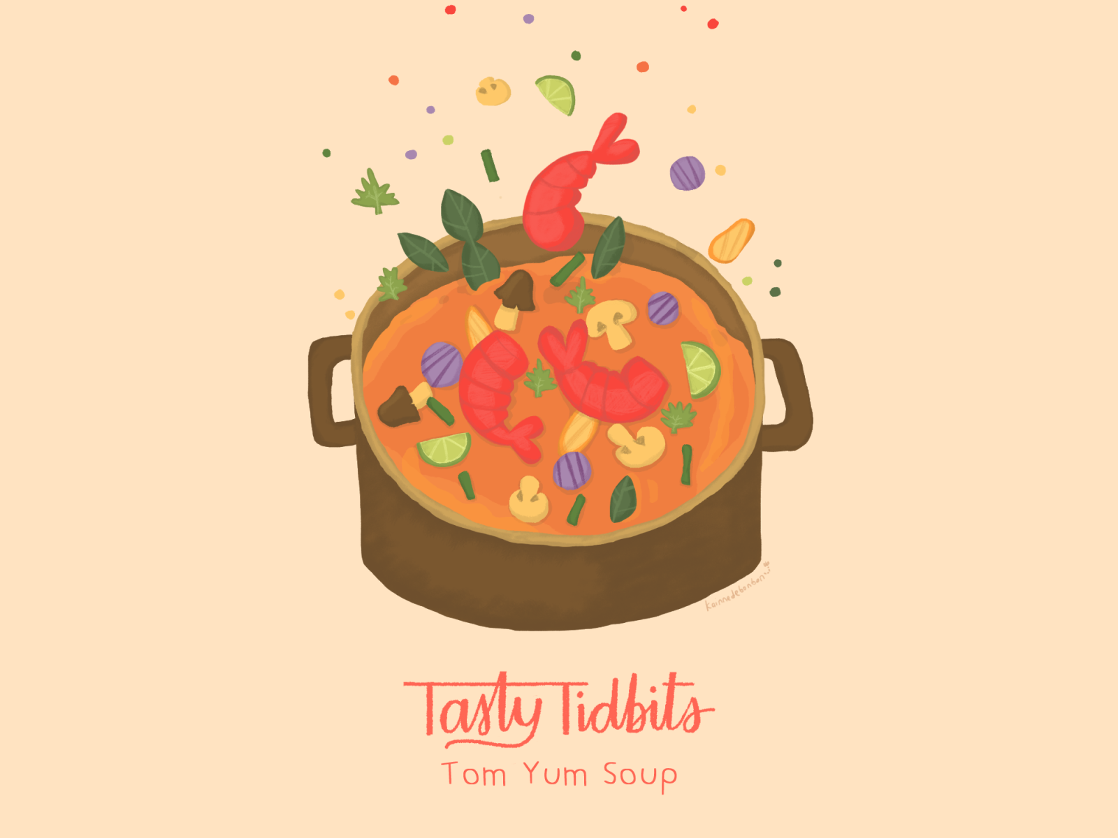 Tom Yum Soup Illustration design digital art food food illustration illustration illustrationformotion photoshop procreate thai thai food