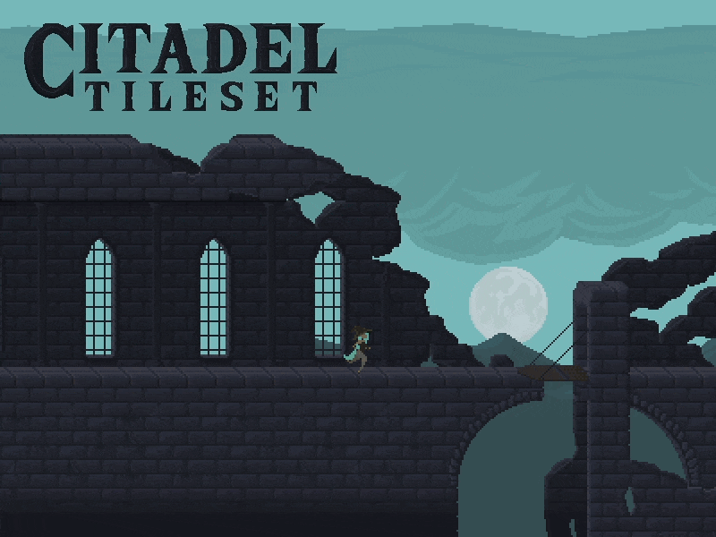 CITADEL – Pixel Art Tileset animated animation animation 2d brick castle citadel dev game games map pixel pixel art pixels platformer running sprite spritesheet tile tileset witch