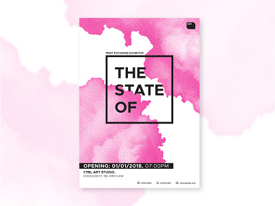 "The State Of" exhibition poster art art project clouds dots exchange exhibiton map pattern pink pixel poster poster art print printmaker printmaking prints raster smog state studio