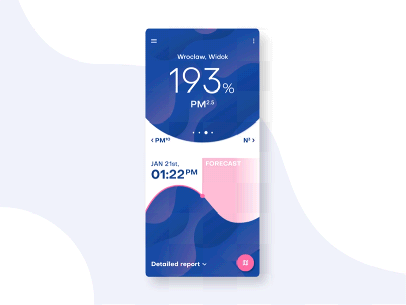 Air Quality App Concept air alert animated animation app blob concept index interaction design interface map material design motion design pollution quality smog ui ux wave wobbly