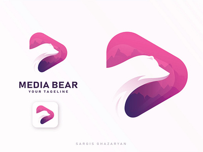 MEDIA BEAR Logo Design clean design illustration illustrator logo vector