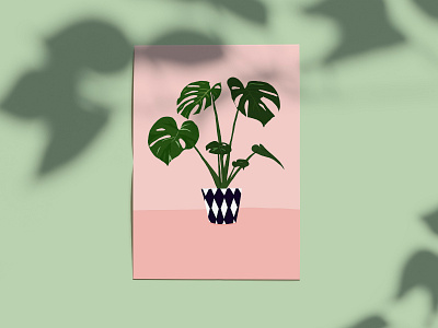 Monstera Postcard art decoration digitalart floral art illustration illustration design monstera plant plants
