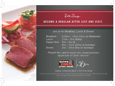 Ruth's Chris Steakhouse Direct Mailer adveristing design indesign layout print print ads restaraunt