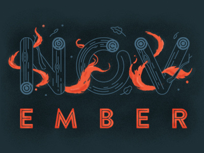 November calendar fire icon lettering november texture typography winter