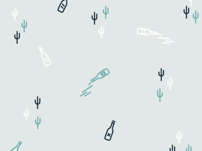 Drunk in the Desert beer bottle cactus icon pattern
