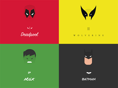 Herofy: App illustrations batman branding color dc deadpool hero hulk illustration marvel type typography wolverine