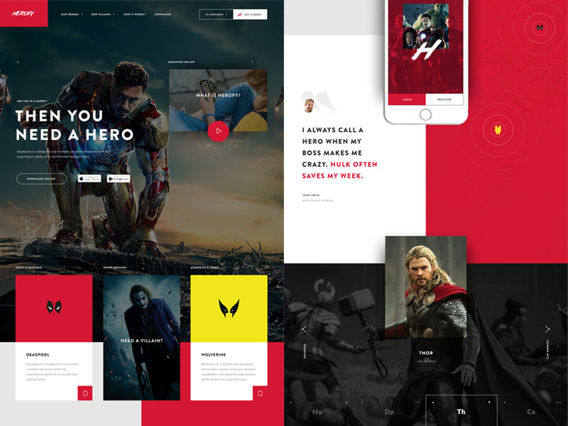 Herofy: Web Design web app hero color interaction interface responsive user interface ui user experience ux web design