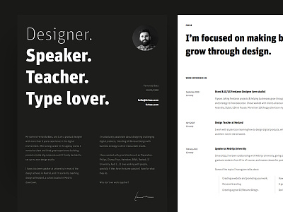 New Resume (CV) Design black bold cv editorial print resume typography white