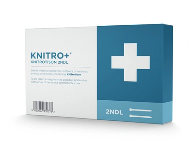 Generic Pharmaceutical Knitting Needles graphic medical packaging typography