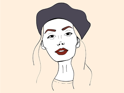 Girl with the beret beret french illustration illustration art portrait portrait art portrait illustration woman