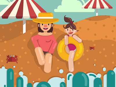 beachday crab digital illustration illustrator summer vector