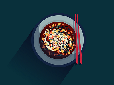 sour spicy minced pork noodle soup digital illustration illustrator vector