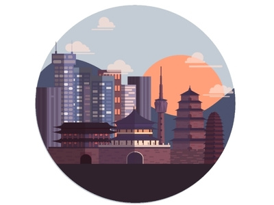 Xi'An character cityscape design digital illustration illustrator vector