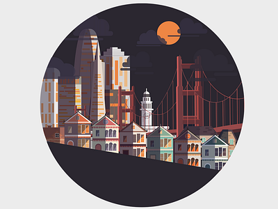 SF cityscape design digital illustration illustrator san francisco vector