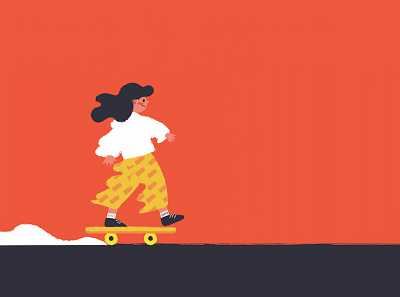 on the road again character corel painter design digital girl illustration illustrator organge red skateboard vector yellow