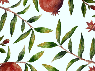 Pomegranates food illustration illustration watercolor watercolor fruit watercolor pattern
