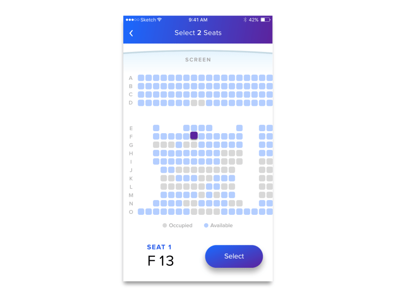 Cinema Seat Selection by Ryan Jeon on Dribbble