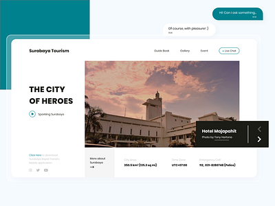 Web Design for Surabaya Tourism app design design hero banner hero section landing page majapahit redesign surabaya tourism traveling ui ui design uiux user experience user interface ux design web design website