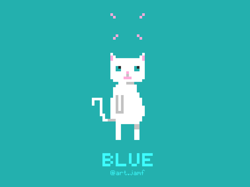 Blue 8bit cat catlover cute heart petlover pixel pixelanimation pixelart