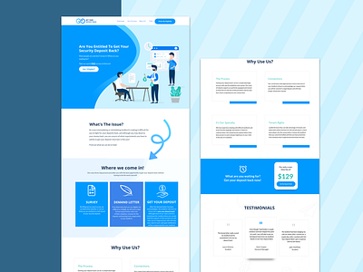 Get Your Deposit Back blue and white blue website landing page landing page concept landing page template template uidesign uxui web web design web design web template website design white website