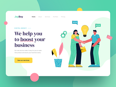 JoyBoy Digital Agency Header Illustration design drawing hero illustration hero image illustration ui vector