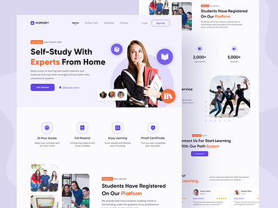 Homusky-Homeschooling Website Homepage branding design drawing hompage illustration landingpage logo ui ux vector web website