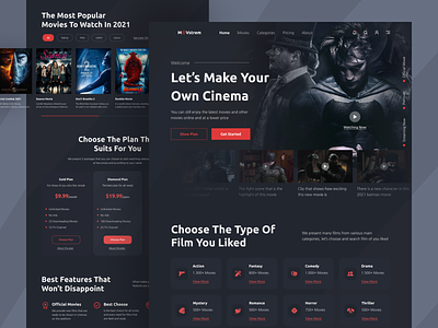 Movie Streaming Website cinema design film homepage landing page movie movie website stream streaming superhero theatre ui ux web web design website