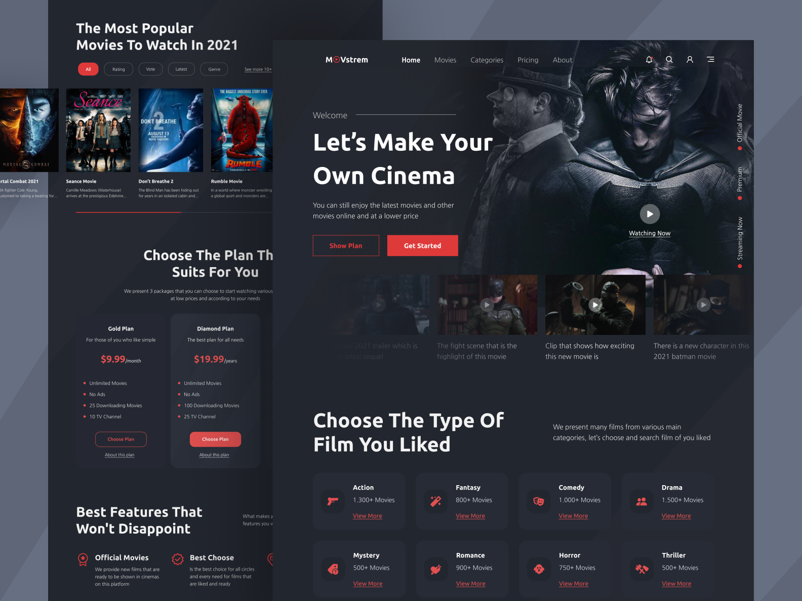 Movie Streaming Website by Erikawidya for SLAB Design Studio on Dribbble